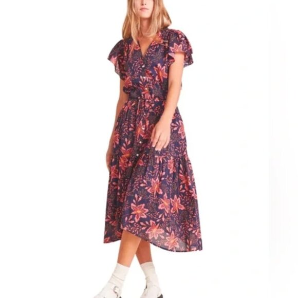 Women's - Trovata - Floral Ruffle Midi Dress - Birds of Paradis Kristi - Picture 5 of 14